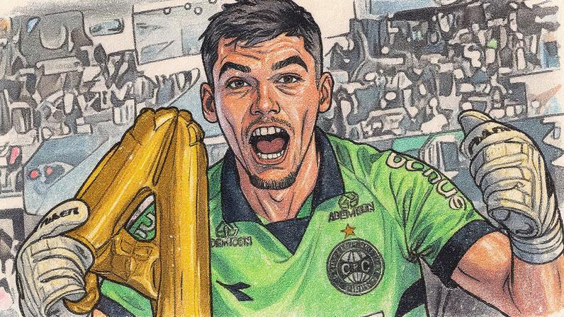 Goleiro do Coritiba comemora acesso para a Série A do Brasileirão (Foto: Coritiba)