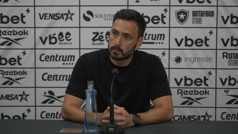 Davide Ancelotti, treinador do Botafogo, em coletiva após empate com o Corinthians pelo Brasileirão (Foto: Reprodução/Botafogo TV)
