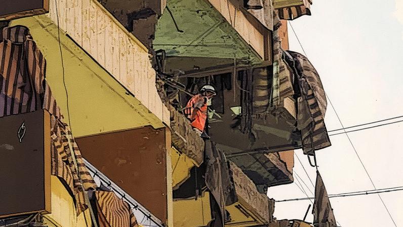 Edificio bombardeado cerca de Beirut en el que estaba Haizam Ali Tabatabai, este domingo.