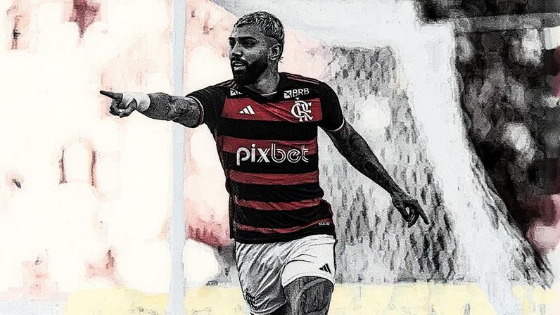 Gabigol comemora no Maracanã após marcar dois gols de pênalti contra o Santos. Vitória consolidou o Flamengo na briga pelo título. (Gilvan de Souza/Flamengo)