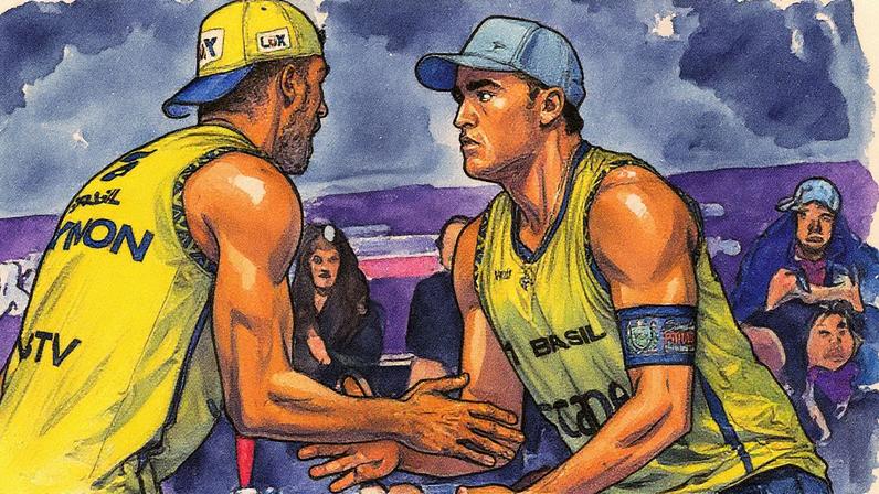 George e Saymon no Mundial de Vôlei de Praia 2025 (Foto: Volleyball World)