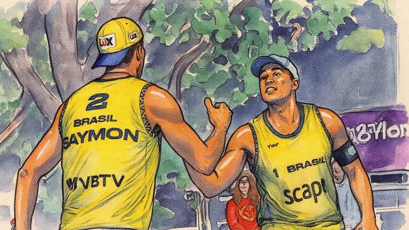 George e Saymon no Mundial de Vôlei de Praia 2025 (Foto: Volleyball World)