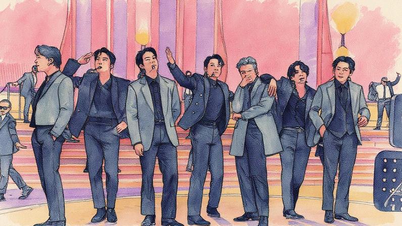 BTS perform during the GRAMMY Awards on April 3, 2022.
