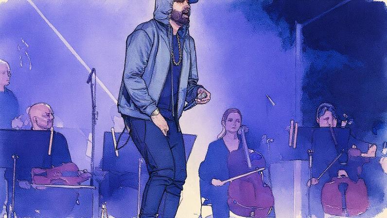 Eminem performing in 2024.