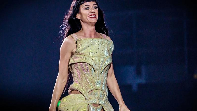 Katy Perry performs at Unipol Arena on November 02, 2025 in Bologna, Italy.