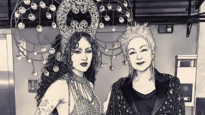 Chappell Roan and Cyndi Lauper arrive at the 2025 Rock & Roll Hall of Fame induction ceremony.