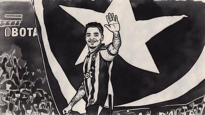 Gregore acena para torcida do Botafogo em partida contra o Ceará no Nilton Santos (Foto: Filipe Reveles / Photo Premium / Gazeta Press)