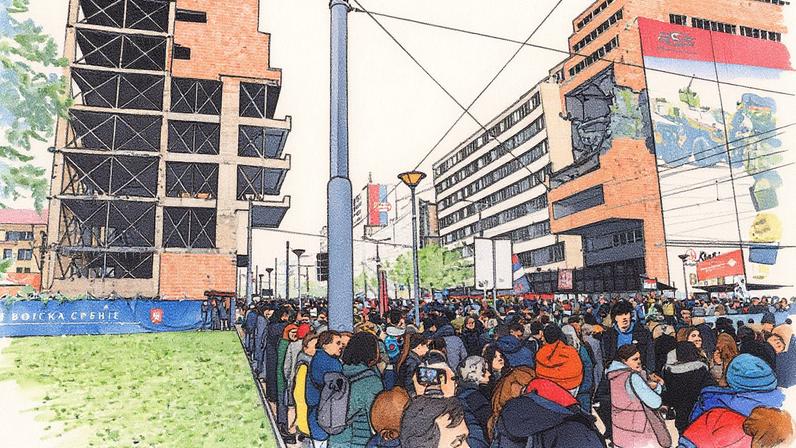 Imagen diseñada de forma virtual del complejo turístico que proyecta contruir Jared Kushner en la antigua sede del Estado Mayor serbio, en Belgrado.