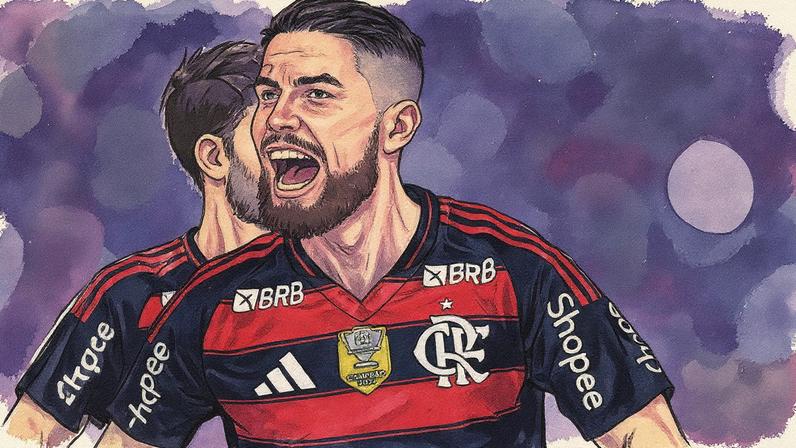 Jorginho jogador do Flamengo comemora seu gol durante partida contra o Bragantino (Foto: Alexandre Loureiro/AGIF/GazetaPress)