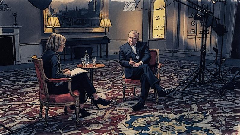 El príncipe Andrés con Emily Maitlis, periodista de la BBC, durante la entrevista para el programa Newsnight.