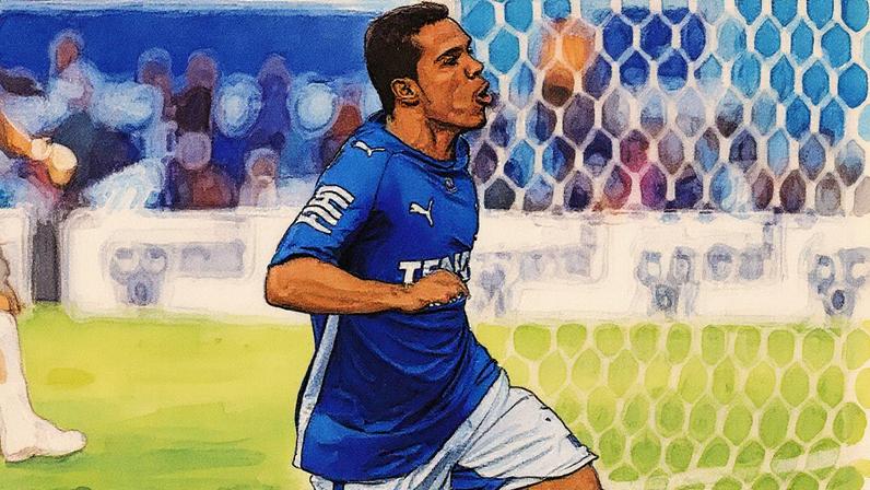 Leandro Domingues celebra o segundo gol do Cruzeiro na vitória sobre o Grêmio, no Olímpico, pelo Brasileirão 2007. (Cruzeiro)