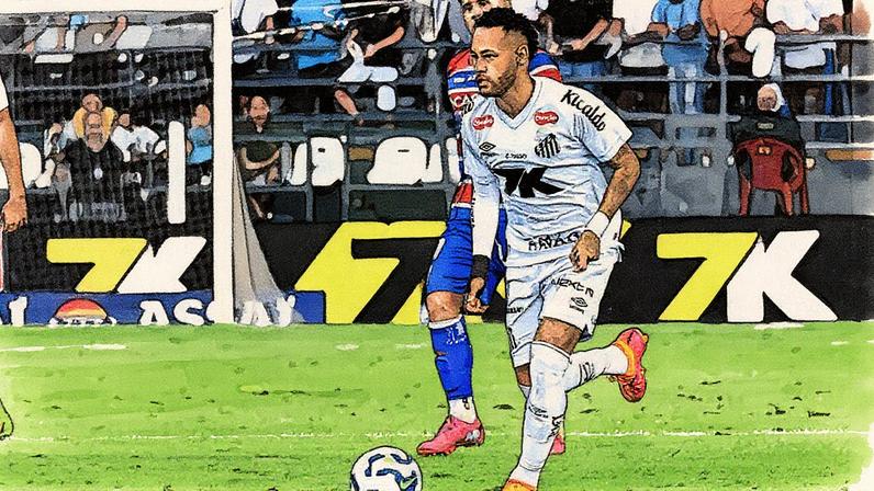 Neymar em ação durante jogo contra o Fortaleza pelo Brasileirão (Foto: Jota Erre/ Agif / Gazeta Press)