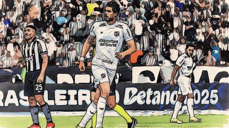 Pedro Raul na partida entre Botafogo e Ceará, pelo Brasileirão 2025 (Foto: Felipe Santos/Ceará SC)