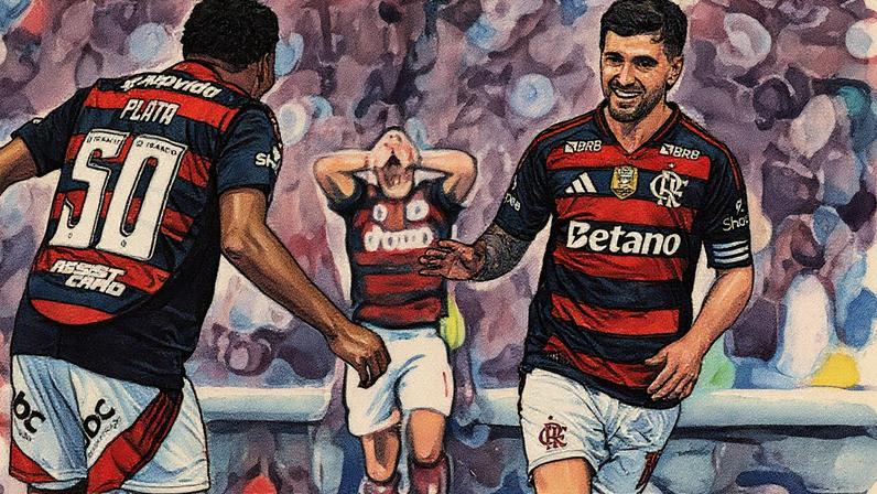Plata e Arrascaeta, ambos convocados, comemoram gol do Flamengo (Foto: Jorge Rodrigues / AGIF / Gazeta Press)