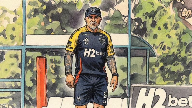 Sampaoli em preparação para partida contra o Bahia (Foto: Pedro Souza / Atlético)