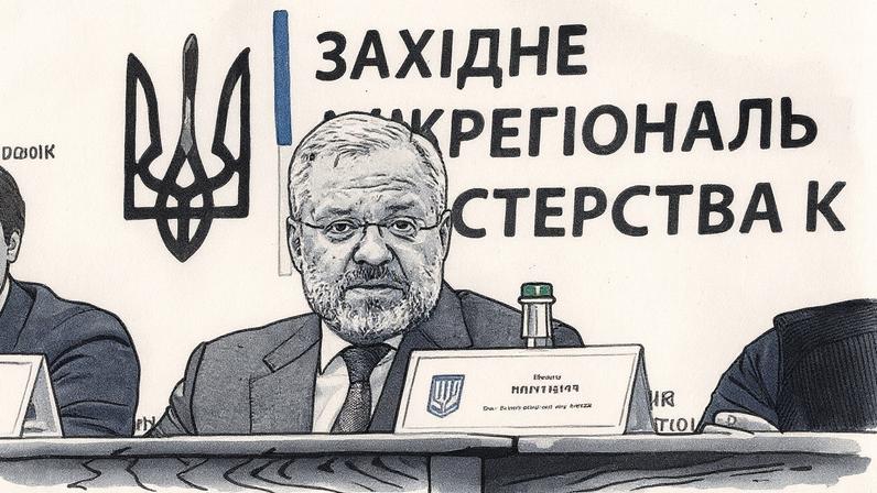 Volodímir Zelenski y German Galushchenko (segundo y tercero por la izquierda), durante un encuentro con representantes de la Agencia Internacional de la Energía Atómica en Kiev el 4 de febrero, cuando Galushchenko era ministro de Energía.