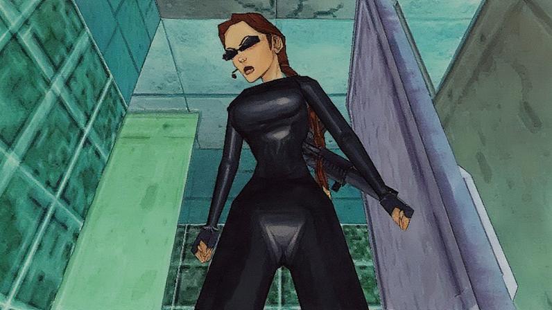 Lara stands in her cat burglar outfit. © Eidos / Mobygames