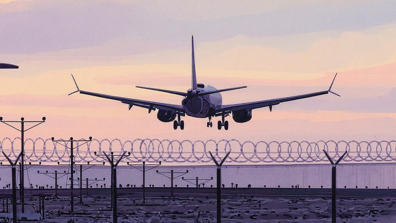 Um avião pousa na pista do Aeroporto Internacional de Los Angeles durante a paralisação do governo em Los Angeles, Califórnia, em 5 de novembro