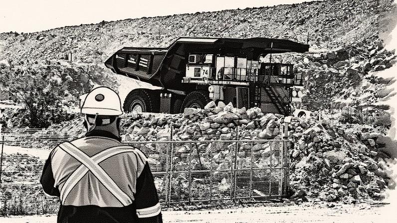 Teck manteve negociações com a Vale antes de fusão com a Anglo, dizem fontes | Um trabalhador observa um caminhão movido a hidrogênio, parte do projeto neutro em carbono NuGen, da Anglo American Plc, em uma mina da companhia.