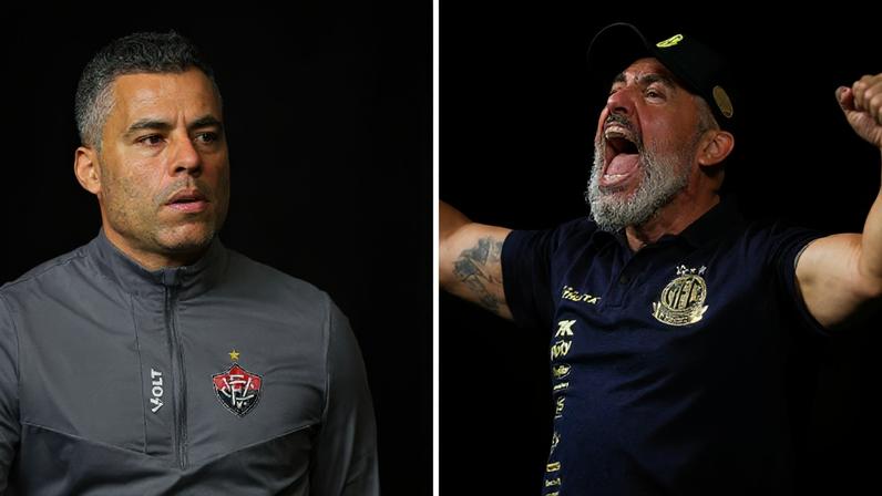 Jair Ventura e Rafael Guanaes se enfrentam neste sábado (Fotos: Mauricio De Souza/Agif/Gazeta Press e Caio De Sousa/Pera Photo Press)