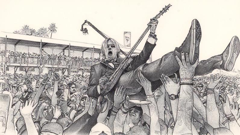 Jordy Sommer crowd surfs at Warped Tour 2025 in Long Beach, California