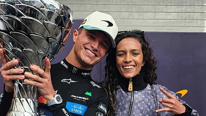 Lando Norris e Rayssa Leal no GP Brasil de Fórmula 1 (Reprodução)