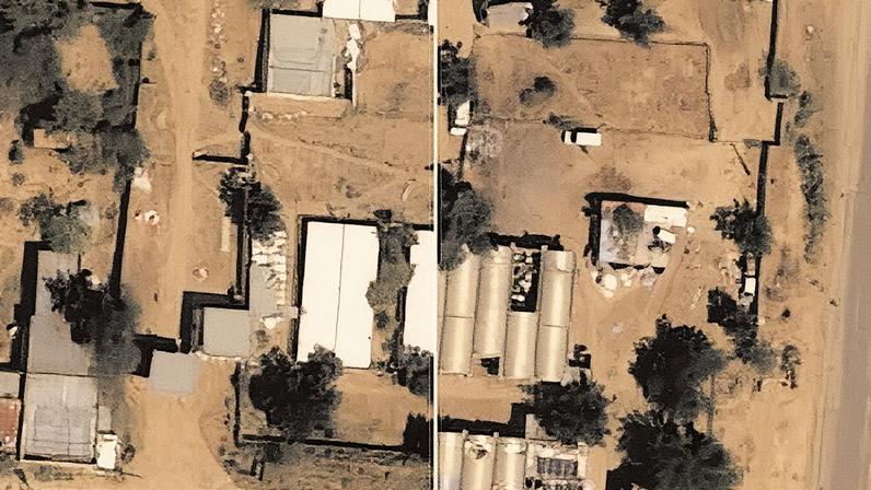 Imágenes satelitales de El Fasher (Sudán) del informe de HRL, publicado el 28 de octubre de 2025.