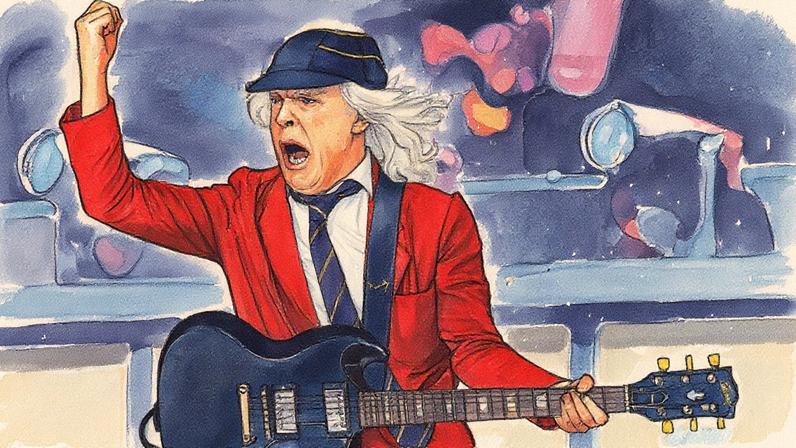 Angus Young of AC/DC performs during their Power Up tour at Melbourne Cricket Ground on November 12, 2025 in Melbourne, Australia.
