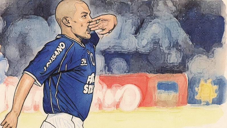Alex comemora um de seus gols na goleada sobre o Fluminense. O camisa 10 foi o maestro do Cruzeiro campeão de 2003. (Foto: Cruzeiro)