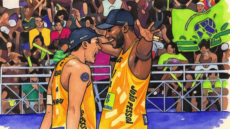 Evandro e Arthur foram campeões do Elite 16 em João Pessoa (Foto: Volleyball World)