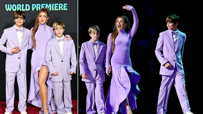 Shakira com os filhos — Foto: Getty Images