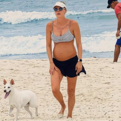 Betina Schmidt exibe barriguinha durante gestação na Barra da Tijuca