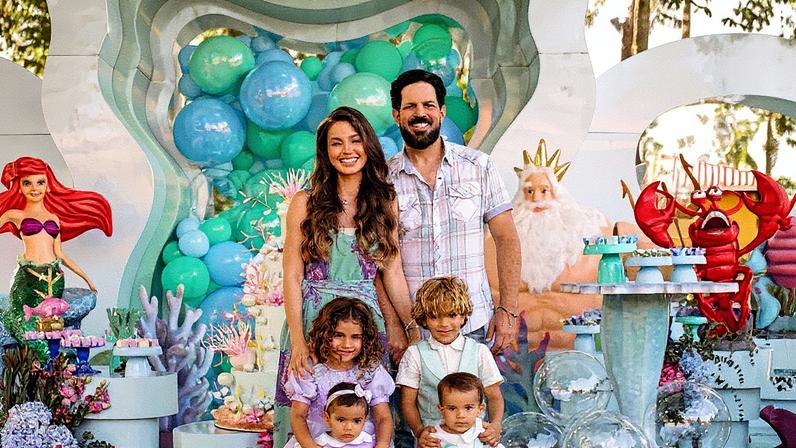 Biah Rodrigues e Sorocaba com os filhos — Foto: Thai Lazarini