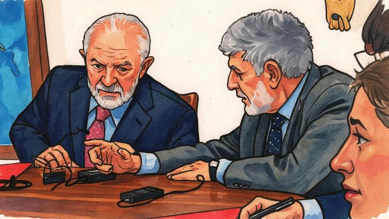 Influência: Celso Amorim conversa com Lula durante reunião com os EUA. O assessor é o principal influência do petista em decisões diplomáticas. (Foto: André Borges/EFE)