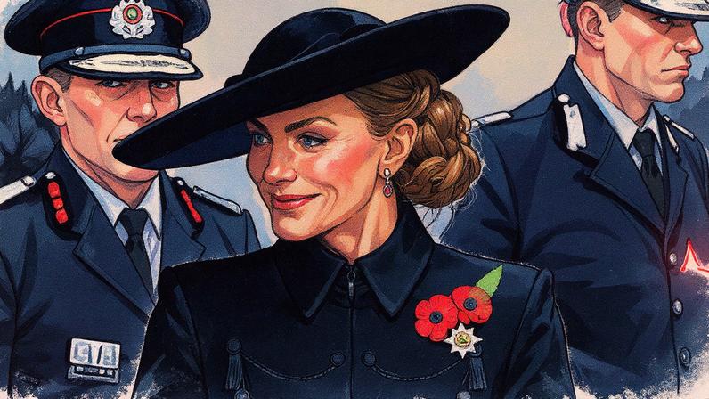 Kate Middleton wore her ruby-and-diamond cluster drop earrings for Armistice Day. WireImage