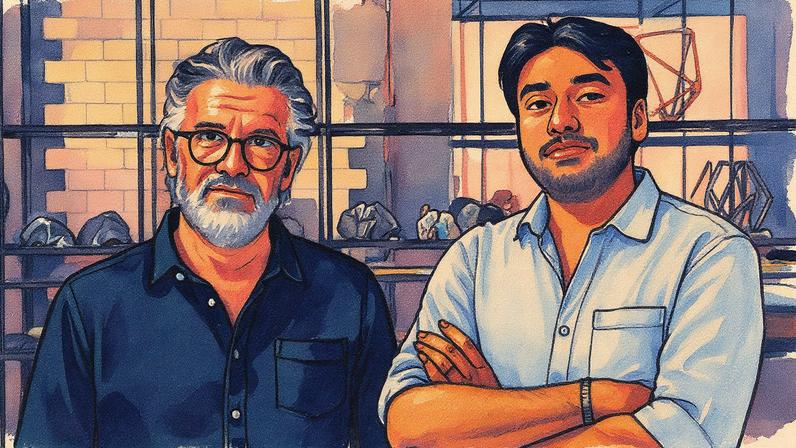 Olafur Eliasson (left) and Vignesh Sundaresan have worked together on the inaugural exhibition Photo: Yanina Isla