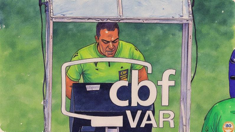 Davi Lacerda revê lance após ser acionado pelo VAR em Fluminense x Flamengo (Foto: Maga Jr/Gazeta Press)