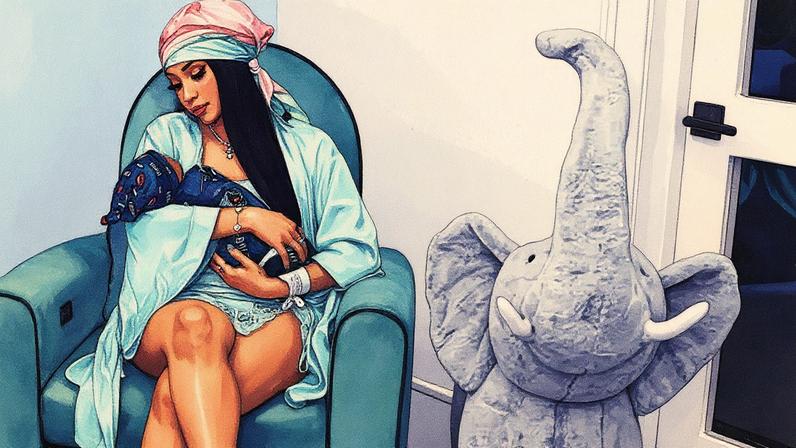 Cardi B com recém-nascido — Foto: Reprodução/Instagram