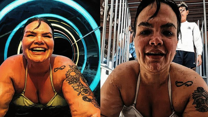 Thais Carla em tobogã — Foto: Reprodução/Instagram