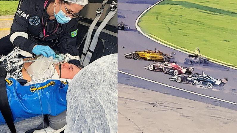 Ethan Nobels sofreu grave acidente na F4 Brasil (Fotos: reprodução / redes sociais)