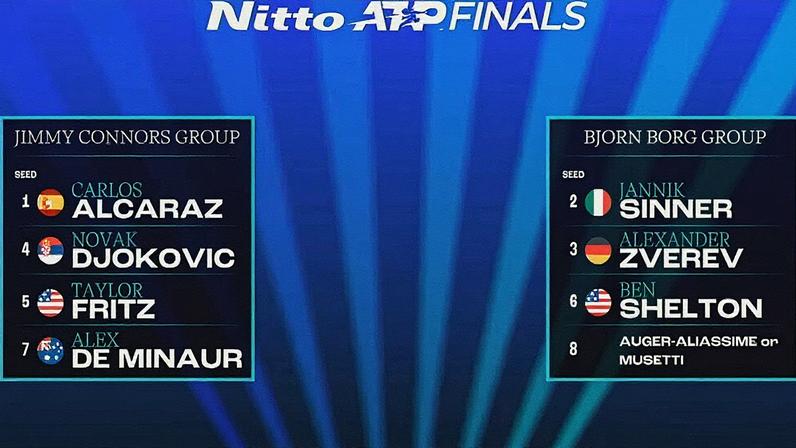 Djokovic cai no grupo de Alcaraz nas Finais do ATP e Zverev fica com Sinner