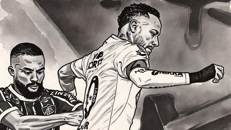 Samuel Xavier marca Neymar em duelo entre Fluminense x Santos no Maracanã (Foto: LUCAS MERÇON / FLUMINENSE F.C.)