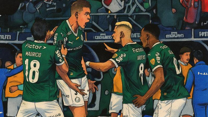 Bruno Fuchs comemora seu gol em Palmeiras x LDU pela semifinal da Libertadores (Foto: Nelson ALMEIDA / AFP)