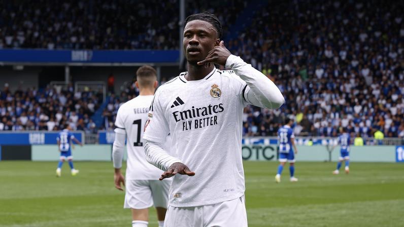 Camavinga comemora gol no Real Madrid — Foto: Getty Images