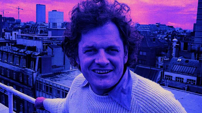 Portrait of musician Harry Chapin on a rooftop, May 1979.