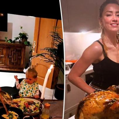 Amber Heard compartilha rara foto de sua filha Oonagh em Ação de Graças