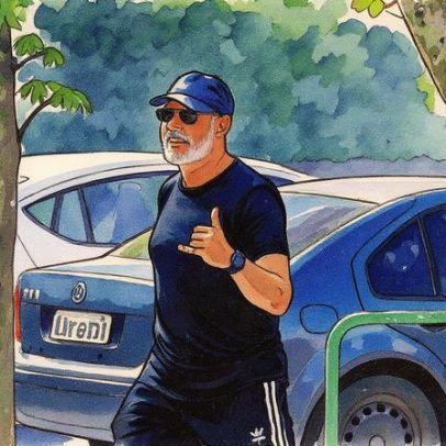 William Bonner faz treino com sorriso na Lagoa, no Rio