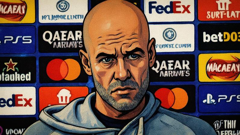Pep Guardiola fala aos jornalistas em conferência de imprensa