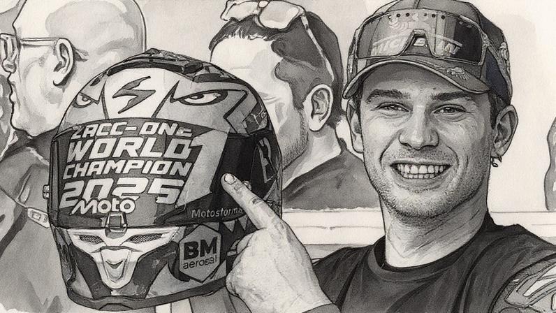 Alessandro Zaccone vence MotoE em Portimão e exibe capacete comemorativo