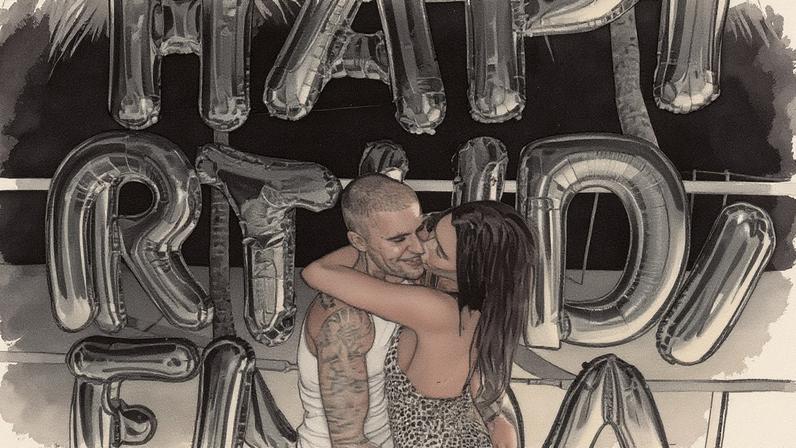 Justin Bieber and his wife, Hailey Bieber, shared a sweet kiss at Kendall Jenner’s 30th birthday party on Monday night. Instagram/